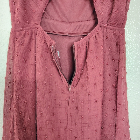 Emerald Sundae Burgundy Glitter Polka Dots Mini Dress with Spaghetti Straps Sz S - Picture 6 of 11